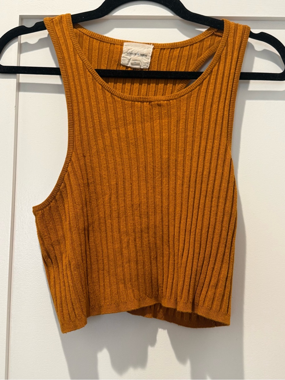 silence + noise Ribbed Cropped Tank Top - Rust Orange